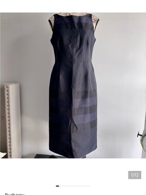 Burberry Navy and Black Midi Sheath Dress